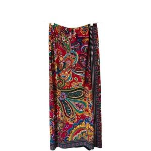Vintage Coldwater Creek paisley print colorful boho hippie artsy maxi Skirt M
